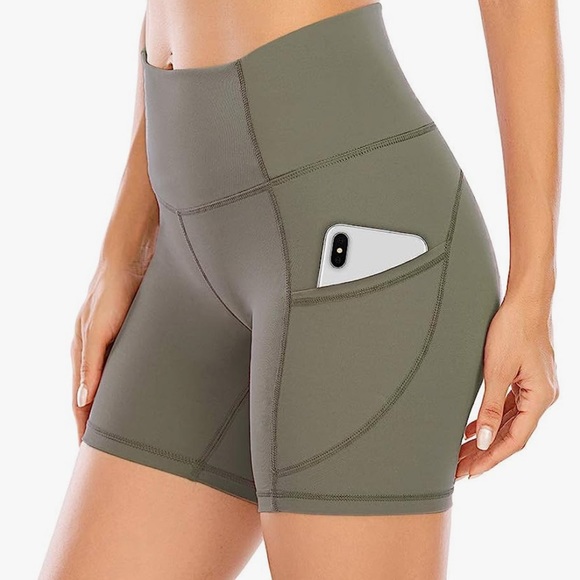 ECHOINE Womens Workout Shorts w/Pockets High Waist Buttery Soft Yoga Compression - Picture 2 of 6